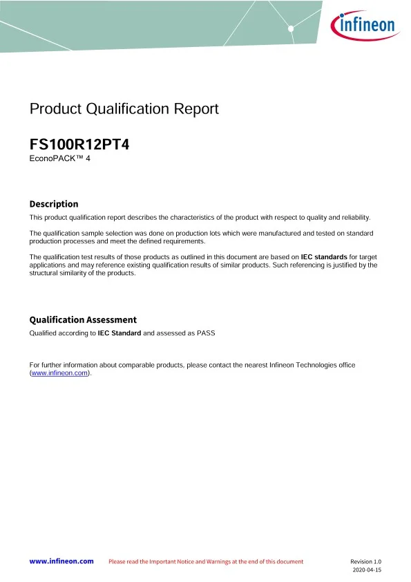 Infineon Fs100r12pt4 source-reviewed product