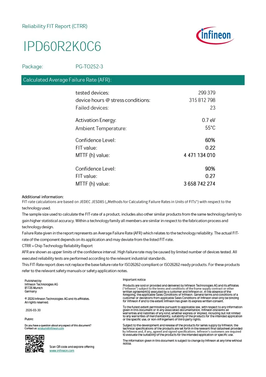 Infineon Ipd60r2k0c6 source-reviewed product