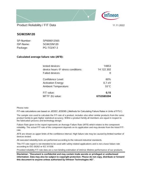 Infineon Sgw25n120 source-reviewed product